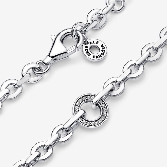 SOLD! - PANDORA Signature Pave Bold Chain Bracelet -New - 7.1" Length-GORGEOUS ! - Picture 3 of 5